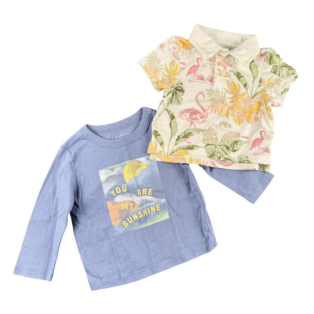 Baby Boy 6-9M Shirt Bundle First Impressions Sunshine Long‎ Sleeve & TCP Polo 86